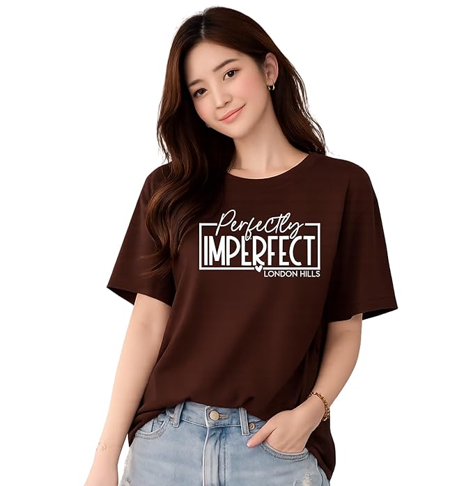 Hills Women’s Loose Fit Graphic Printed T-Shirt | Soft Cotton Blend Fabric | Round Neck Half Sleeve Casual Top, Travel & College