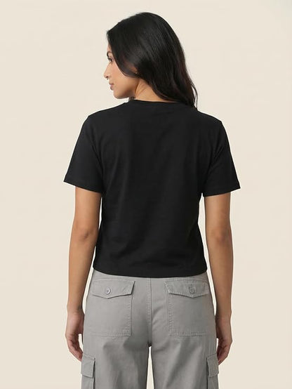Women’s Graphic Printed T-Shirt | Regular Fit 180 GSM Cotton Tee for Women | Comfortable Round Neck Casual Wear