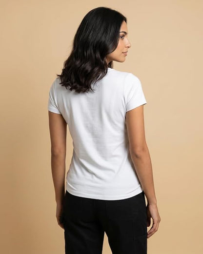 100% Cotton T-Shirts for Women Stylish | Regular Fit | Graphic Printed T Shirts for Women 180 GSM Combed Cotton | Crew Neck Half Sleeve