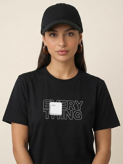 Women’s Graphic Printed T-Shirt | Regular Fit 180 GSM Cotton Tee for Women | Comfortable Round Neck Casual Wear