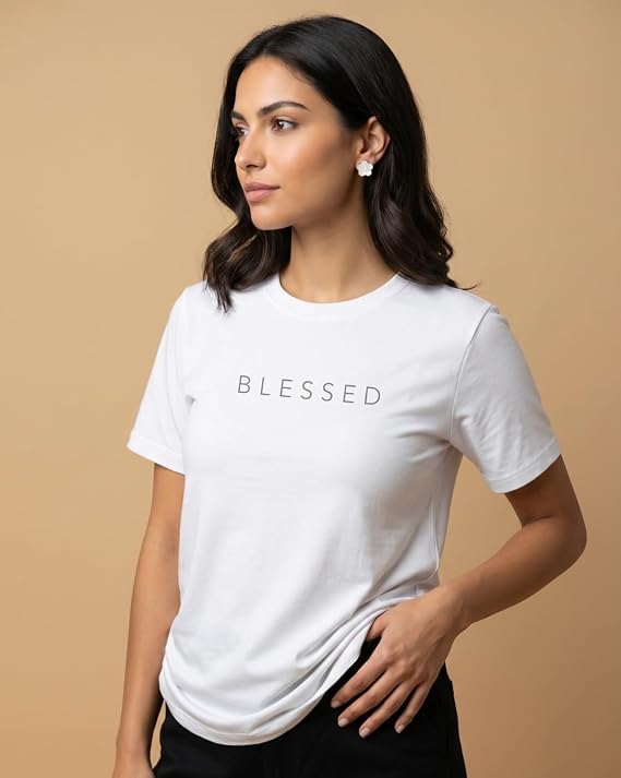 100% Cotton T-Shirts for Women Stylish | Regular Fit | Graphic Printed T Shirts for Women 180 GSM Combed Cotton | Crew Neck Half Sleeve
