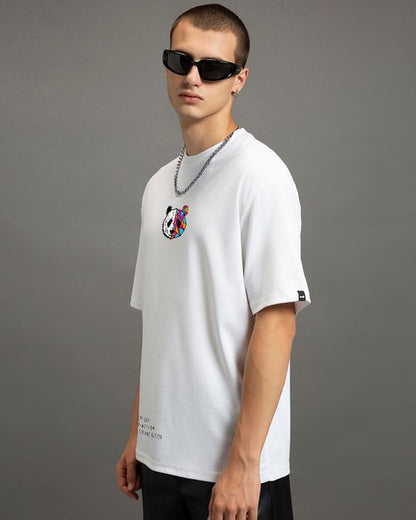 Men's White Better & Better Graphic Printed Oversized T-shirt