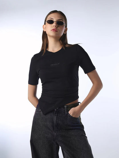 Asymmetric Hem Fitted T-shirt