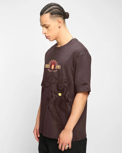 Men's Chocolate Brown Iron Truck Graphic Printed Oversized T-shirt(x5, x10, x20, x50 pcs)