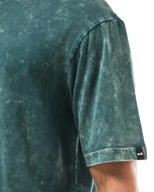 Men's Green Loki Graphic Printed Oversized Acid Wash T-shirt