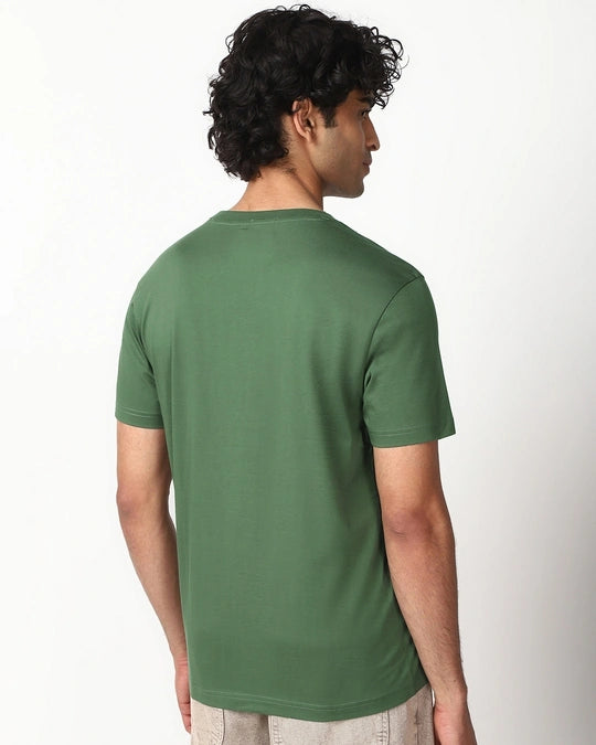 Men's Green Sanskari Drip Typography T-shirt