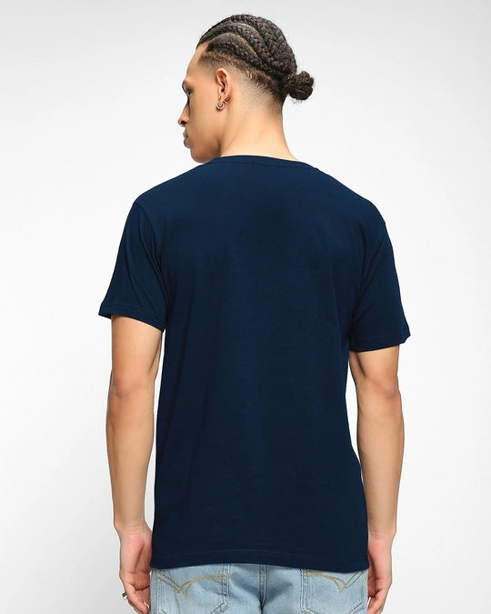 Men's Navy Blue Peace Out Astronaut Graphic Printed T-shirt